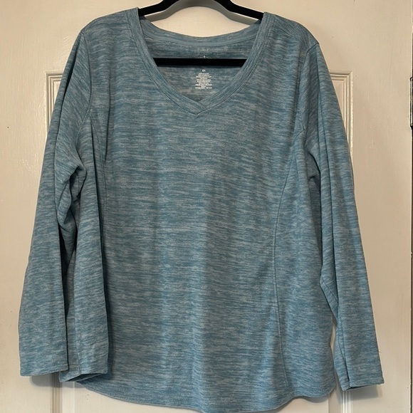 St. John's Bay V-Neck Blue Sweater with Relaxed Fit - Picture 1 of 6